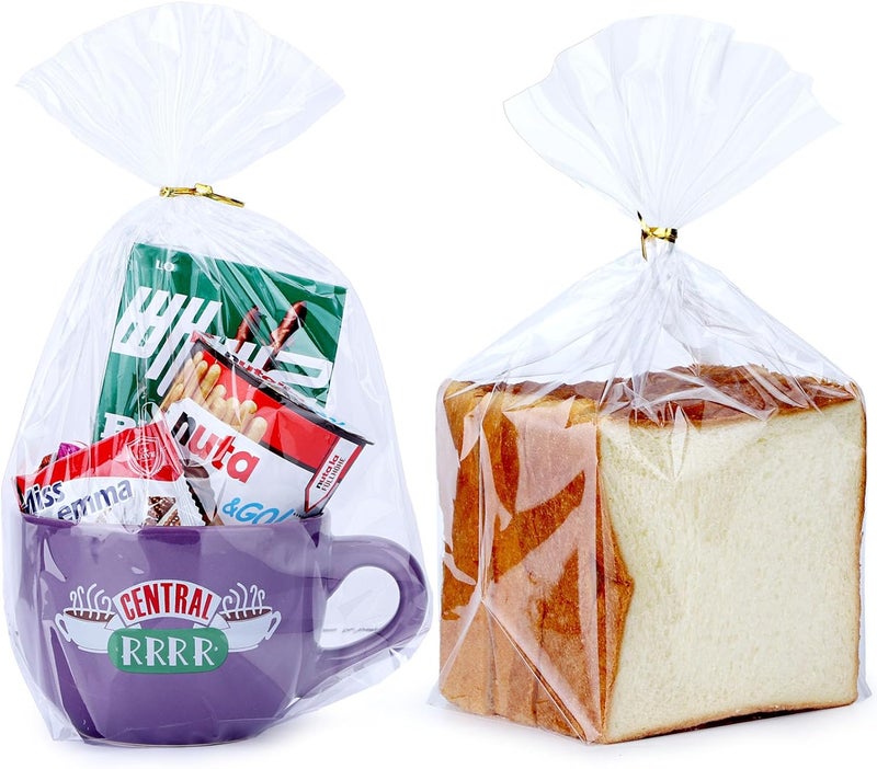 ZIMCEMS 50pcs 9x12 inch Bottom Gusset Clear Cellophane Gift Wrap Bags with 5" Twist Ties for Party, Birthday, Wedding, Home, Kitchen - Image 1